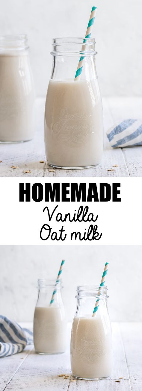 Looking for an alternative to almond milk? Try this homemade vanilla oat milk! Learn how to make oat milk the easy way with this simple recipe. #oatmilk #plantbasedmilk #nondairymilk Vanilla Oat Milk Recipe, Vegan Staples, Homemade Milk, Oat Milk Recipe, How To Make Oats, Vegan Coffee, Plant Milk, Dairy Alternatives, Vegan Milk