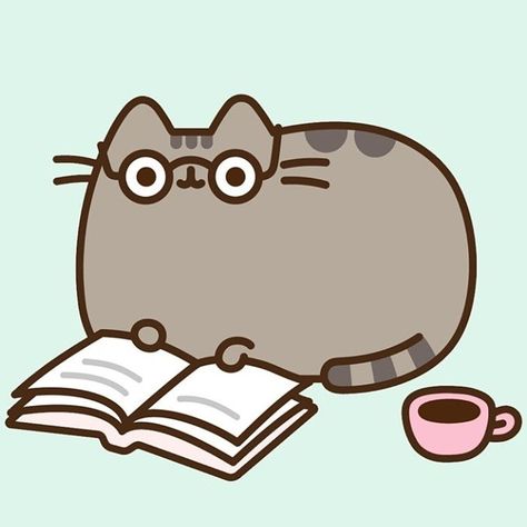 Pusheen Book, Kawaii Pusheen, Pusheen Stickers, Pusheen Cute, Pusheen Cat, Book Smart, Cat Icon, Funny Doodles, Kawaii Doodles