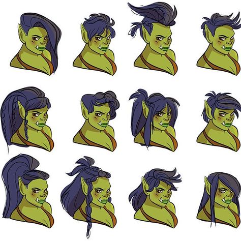 Some Orc hair sketches! These are too fun! #worldofwarcraft Buff Lady Character Design, Miranda Yeo, Hair Sketches, Barbarian Dnd, Dnd Oc, Drawing Hairstyles, Dnd Inspiration, Character Design Cartoon, Blood Elf