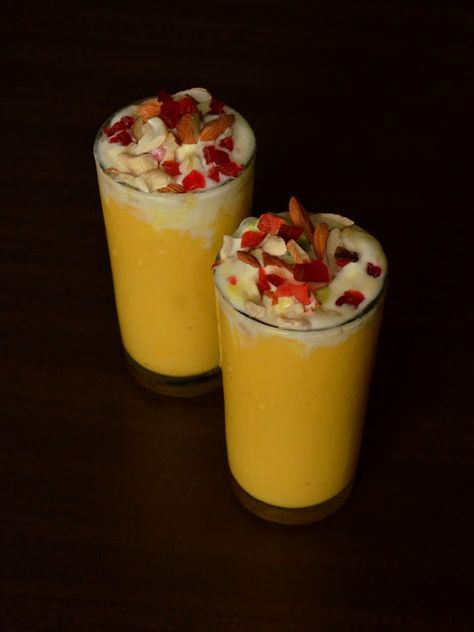 Indulge...: Mango Mastani | Pune's Mango Mastani | How to make Mango Mastani at home Glazed Cherries, Mango Chunks, Flavor Ice, Mango Puree, Pune, Bettering Myself, Ice Cream Scoop, Vanilla Flavoring, Custard