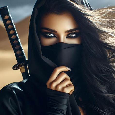 Ninja woman - Nina Female Ninja, Female Vampire, Dark Fantasy Artwork, Ninja Girl, Couple Pics For Dp, Fashion Feminine, Beautiful Blue Eyes, Creative Profile Picture, Face Photography