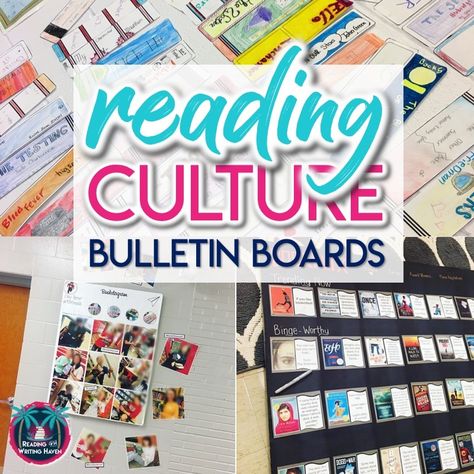 Reading Bulletin Boards: Bookish Culture Ideas for Middle and High School - Reading and Writing Haven Bulletin Board Ideas For Middle School Library, Reading Bulletin Boards High School, Reading Teacher Bulletin Boards, Reading Culture In School, Language Arts Bulletin Boards Middle School, Library Bulletin Board Ideas High School, Back To School Reading Bulletin Boards, Bulletin Board Reading Theme, Reading Intervention Bulletin Boards