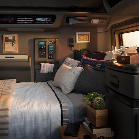 First class upgrade. #NewVolvoVNL . . . #VolvoTrucks #VNL #trucking #trucks #trucker #truckdriver #truckinterior Semi Trucks Interior, Truck Organization, Truck Living, Luxury Lifestyle Aesthetic, Truck Driving, Expedition Truck, Trucking Life, Smarter Not Harder, Truck Interior