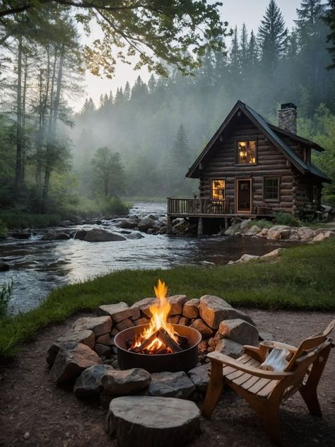 Log Cabin Living, Summer Cabin, Cabin Aesthetic, Cabin In The Mountains, Getaway Cabins, Cabin Living, Camping Spots, A Cabin, Modern Cabin