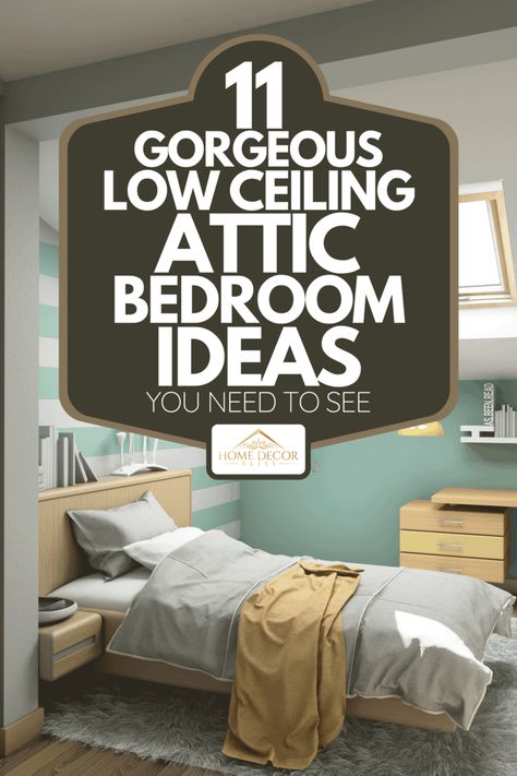 11 Gorgeous Low Ceiling Attic Bedroom Ideas You Need To See - Home Decor Bliss Low Pitched Ceiling Bedroom, Low Roof Bedroom Ideas, Attic Room Lighting Ideas, Tiny Attic Ideas Low Ceilings, Attic Bedroom Lighting Ideas, Attic Bedroom Paint Ideas Sloped Ceiling, Low Ceiling Attic Bedroom Cozy, Slop Ceiling Bedroom Ideas, Eaves Bedroom Ideas