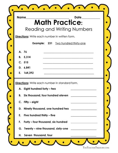 Reading and Writing Numbers in Expanded Form, Standard Form and Written Form - (Including a Personal Word Wall) - The Teacher Treasury Numbers In Expanded Form, Personal Word Wall, Mental Maths Worksheets, Math Night, Math Charts, Expanded Form, Sight Word Worksheets, Word Form, Math Words