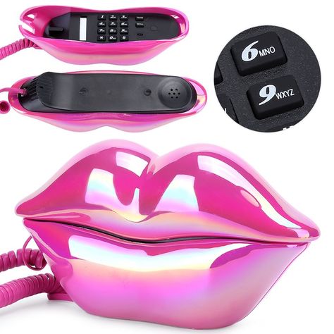 Lip Phone, Hot Pink Room, Glam Bedroom Decor, Pink Bathroom Decor, Phone Decoration, Glam Bedroom, Hotel Office, Vintage Telephone, Lip Shapes