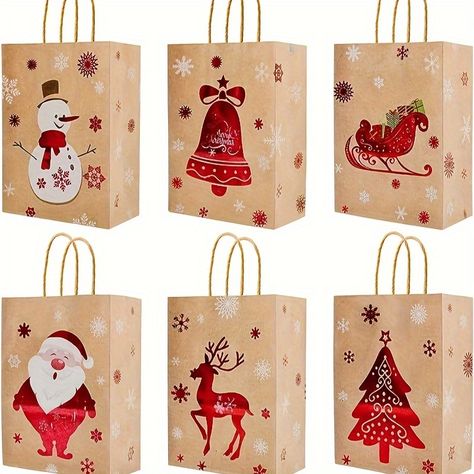 Faster shipping. Better service Paper Bag Decoration, Kraft Gift Bags, Christmas Goodie Bags, Xmas Gift Wrap, Christmas Gift Packaging, Kraft Bag, Bag Decoration, Goody Bags, Christmas Party Favors