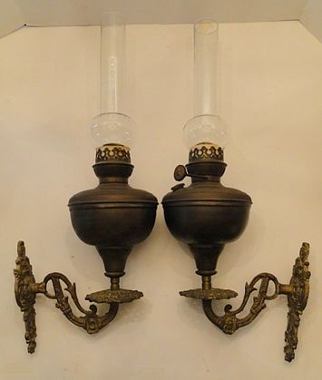 Wall Mounted Oil Lamps, Wall Oil Lamp, Whimsy House, Oil Lamp, Oil Lamps, Online Auctions, Candle Sconces, House Ideas, Wall Mount