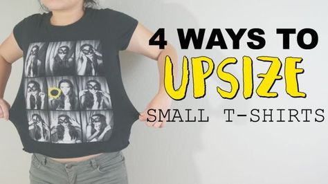 If you have a favorite t-shirt that’s a little too small to wear comfortably, or just doesn’t fit quite right anymore, you don’t have to toss it or donate it. Here are four simple methods to loosen it up or size it up so you can wear it again. Cut A Tshirt Cute, Cut A Tshirt, Shirt Alterations, Diy Clothes Refashion Videos, Cut Up Shirts, Diy Summer Clothes, T Shirt Hacks, Diy Clothes Refashion, Shirt Hacks