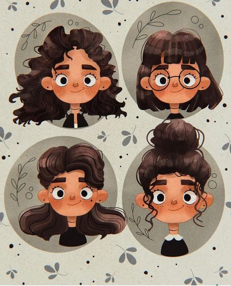 Easy Cartoon Faces To Draw, How To Illustrate Faces, Cute Portrait Illustration, Children’s Illustration, Kids Character Design, Selfie Illustration, Evening Drawing, Illustration Faces, Procreate Character