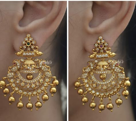 New Model Ear Rings, Chandballies Gold Ear Rings, Ear Rings Gold Indian Bridal, Gold Jhumkas With Grams, Chandh Balies Gold Earrings, Simple Daily Wear Earrings Gold Indian, Butta Earrings Gold, Jumkas Gold In 10 Grams, Latest Gold Earrings Designs For Wedding