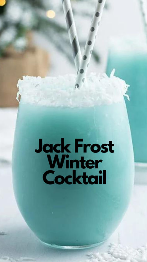 Jack Frost Winter Cocktail Winter Cocktail Ideas, Pear Gin, White Chocolate Snowflakes, Honey Cocktail, Ginger Beer Cocktail, Pear Liqueur, Bourbon Sour, Winter Cocktails Recipes, Cream Of Coconut