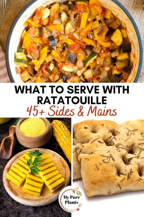 No idea what to serve with ratatouille? Should you consider it as a main dish and choose a side to go with it? Or is it really only a veggie side dish? The amazing thing is that ratatouille can be both. We collected 45+ delicious combinations to enjoy this light summer veggie stew in both ways. What To Serve With Ratatouille, Protein Ratatouille, Ratatouille Recipes, French Ratatouille Recipe, Ratatouille Party, Movie Recipes, Ratatouille Movie, Veggie Stew, Veggie Side Dish