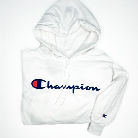 Unisex Large Champion C Logo On Left Sleeve At Wrist. 50% Cotton 50% Polyester New With Tags. Smoke And Pet-Free Home. Athleisure Fits, White Champion Hoodie, Champion Jacket, C Logo, Champion Hoodie, Athleisure, White Blue, Blue White, Jackets & Coats