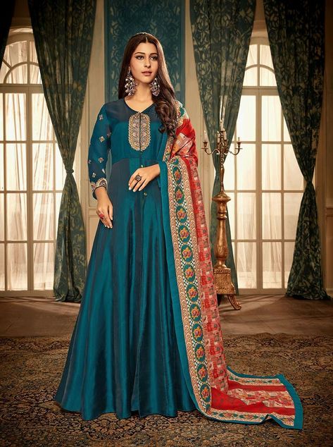 Long Anarkali, Party Wear Gown, Cotton Gowns, Indian Gowns, Anarkali Suit, Gowns Online, Satin Gown, Indian Ethnic Wear, Abaya Fashion