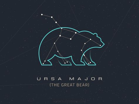 Constellations - Ursa Major by Csaba Gyulai #Design Popular #Dribbble #shots                                                                                                                                                                                 More Ursa Major Constellation, Ursa Minor, Astronomy Constellations, Constellation Art, Constellation Tattoo, White Forest, Ursa Major, Big Dipper, Bear Tattoo