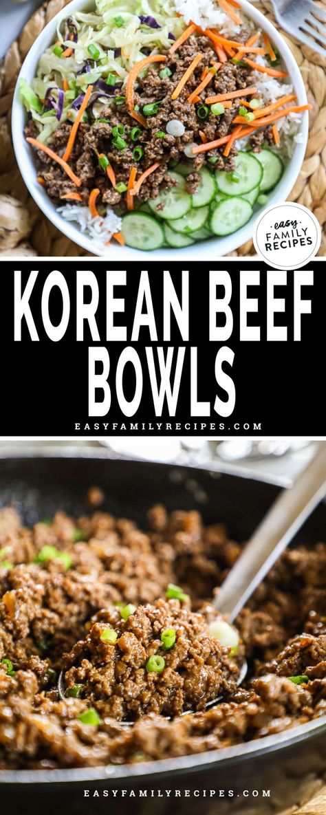 Asian Style Beef Meal Prep Bowls, Sesame Beef Bowl, Ground Beef Recipes Bowls, Korean Beef Rice Bowl Skinnytaste, Korean Beef Rice Bowl Recipe, Asian Beef Bowl Recipe, Beef Power Bowl Recipe, Rice Bowl Recipe Ground Beef, Loren Beef Bowl