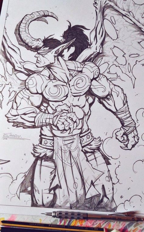 Wow Illidan, Warcraft Heroes, World Of Warcraft 3, Illidan Stormrage, Monster Under The Bed, Lich King, Heroes Of The Storm, Wow Art, Anime Sketch