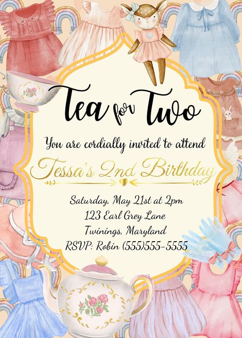 Excited to share the latest addition to my #etsy shop: Dress Up Tea Party Birthday Invitation| Tea For Two Birthday Invitation| 2nd Birthday Party| Tea Party Theme| Customizable Invitation https://etsy.me/3Q3dHwn #pink #birthday #teaparty #teafortwo #dressup Birthday Party Tea Party, Tea For Two Birthday, Two Birthday, Book Theme, Tea Party Theme, 2nd Birthday Party, Tea For Two, Theme Dress, Shop Dress