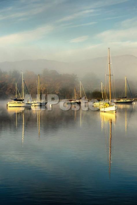 Windermere at Water Head by NaxArt Transportation Photographic Print - 41 x 61 cm Dock Photography, Sailboat Photography, Beach Art Painting, Day Of The Dead Art, Sailboat Painting, Abstract Flower Art, Boat Art, Beach Watercolor, Boat Painting