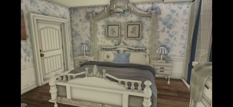 Bloxburg House Inspiration Exterior, Bloxburg Bedroom Inspirations, Cottage Core Layout Bloxburg, Bloxburg Bedroom Ideas Victorian, Coquette Cottage Bloxburg, Canopy Bed Bloxburg, Castle Bloxburg Ideas, Castle Interior Bloxburg, Bloxburg Custom Furniture Ideas