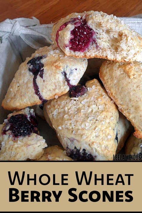 Easy Whole Wheat Berry Scones Whole Wheat Scones Recipe, Whole Wheat Scones, Berry Scones, Wheat Berry, Vegan Scones, Sweet Savory Recipes, Whole Wheat Pancakes, Wheat Pancakes, Scones Recipe Easy