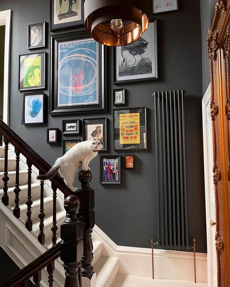 Farrow And Ball Off Black, Dramatic Bedroom, Black Paint Color, Bathroom Accent Wall, Wall Exterior, Farrow And Ball, Gallery Wall Decor, Instagram Highlights, Decorating Small Spaces