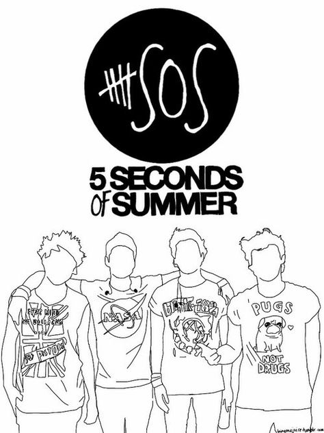 5sos Logo, 5sos Drawing, 5sos Fan Art, 5sos Art, Tumblr Outline, Lyric Drawings, 5sos Lyrics, Overlays Tumblr, Abstract Coloring Pages