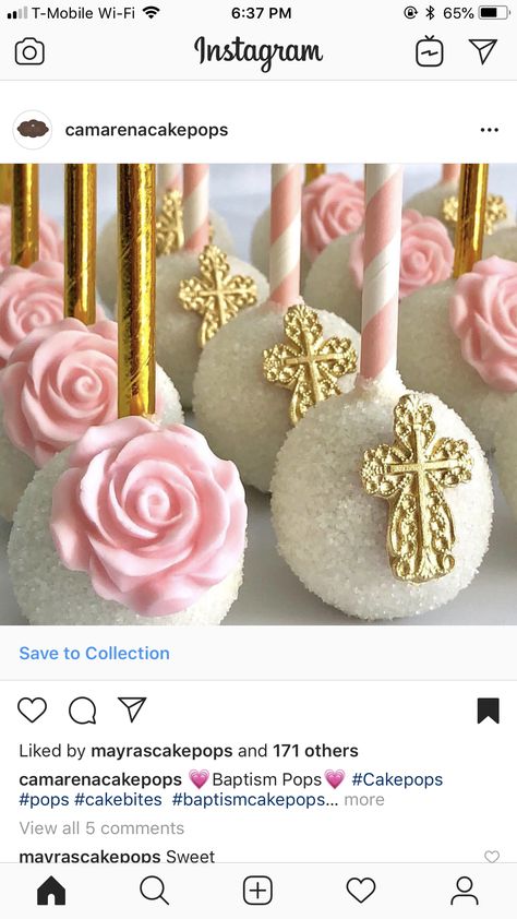 First Communion Strawberries, First Communion Treats Dessert Tables, First Communion Cake Pops, Baptism Treats, Communion Cake Pops, Baptism Cake Pops, Gold And White Cake, Comunion Cake, White Cake Pops