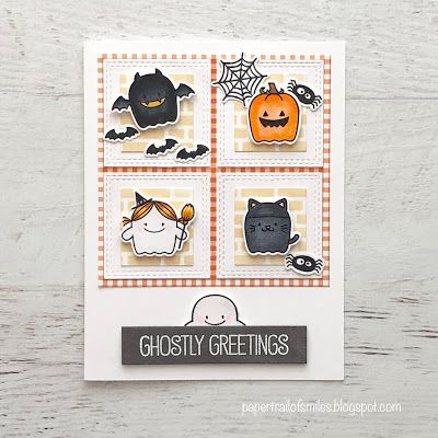 Paper Trail of Smiles: 2018 Mft Halloween Cards, Atc Coins, Paper Halloween Decorations, Cards Halloween, Carte Halloween, Halloween Tutorial, Mft Cards, Fall And Halloween, Halloween Tags