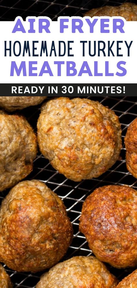 Discover the magic of an easy, healthy dinner with our homemade Air Fryer Turkey Meatballs. Crafted in under 30 min, these delicious ground turkey meatballs are your ultimate solution for simple, healthy dinner ideas. Enjoy the tactile joy of creating your own dinner masterpiece with our step-by-step recipe. Dive into the world of air fryer dinners today! Juicy Turkey Meatballs, Air Fryer Ground Turkey Recipes, Simple Healthy Dinner Ideas, Healthy Air Fryer Dinner, Air Fryer Dinner Ideas, Air Fryer Turkey Meatballs, Air Fryer Dinners, Mini Turkey Meatballs, Homemade Turkey Meatballs