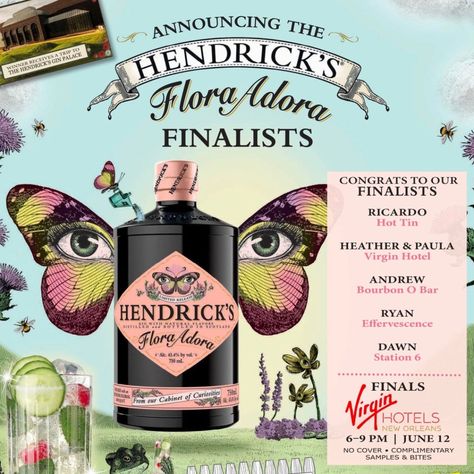 Come cheer on the finalists of the Hendrick's Flora Adora Mix-Off! Hosted tonight by Where Y'at Magazine and Virgin Hotels New Orleans. The event starts at 6pm. Come enjoy complimentary cocktails and bites. We hope to see you there. @pgarriottsanders @krystingarriott @whereyatnola @virginhotelsnola @hendricksgin Hendricks Gin, Bourbon, Gin, New Orleans, See You, Magazine, Hotel