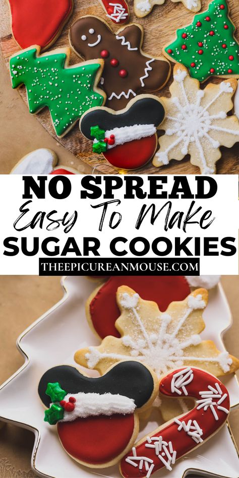 These no spread sugar cookies are going to be your go-to cookie this holiday season. They are soft and tender and are the perfect cut out cookie to decorate with royal icing. How To Decorate Christmas Cookies With Royal Icing, Chocolate Sugar Cookies Cut Out, Sugar Cookie No Spread, How To Make Decorated Sugar Cookies, Sugar Cookie Recipe For Royal Icing, How To Decorate Christmas Cookies, Christmas Sugar Cookies Decorated Royal Icing, Sugar Cookie Cut Out Recipe, Christmas Cookies With Royal Icing