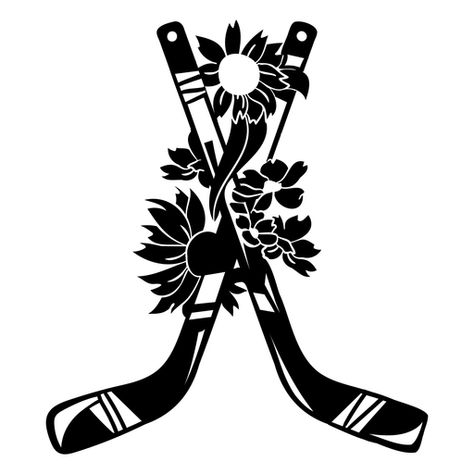 Ice hockey sticks with flowers high contrast PNG Design Hockey Skate Tattoo, Ice Hockey Tattoo Ideas, Hockey Stick Tattoo, Ice Hockey Tattoo, Hockey Tattoo Ideas, Hockey Tattoo, Skate Tattoo, Kraken Art, Ice Hockey Sticks