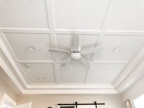 Fake Coffered Ceiling, Low Profile Coffered Ceiling Ideas, Simple Coffered Ceiling, Diy Coffered Ceiling Easy, Board And Batten Ceiling, Low Profile Coffered Ceiling, Flat Coffered Ceiling, Faux Coffered Ceiling, Diy Coffered Ceiling