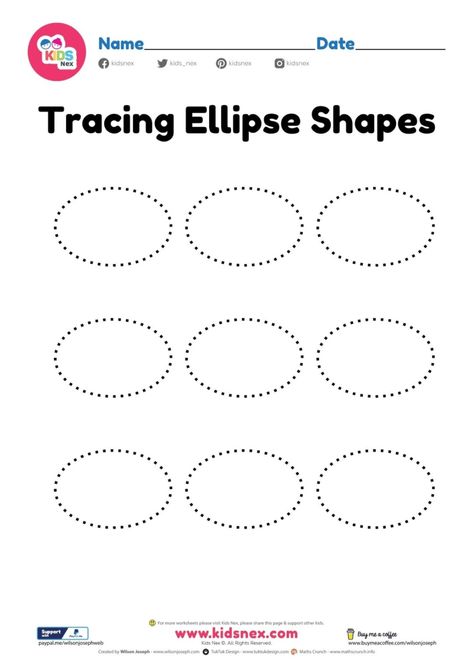 Ellipse shape worksheet tracing for preschool and kindergarten | Wilson Joseph Oval Tracing Worksheet, Tracing For Preschool, July Worksheets, Shape Worksheet, Practicing Handwriting, Pre Writing Practice, Shapes Worksheet Kindergarten, Shape Activities, Preschool Activities Printable