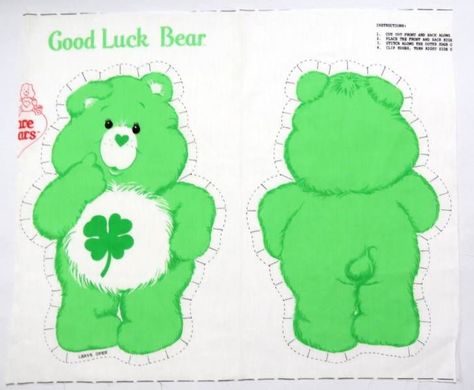 Care Bears Good Luck Bear, Good Luck Bear, Pillow Doll, Bear Fabric, Bear Felt, Doll Pillow, Plushie Patterns, Costume Patterns, Linens And Lace