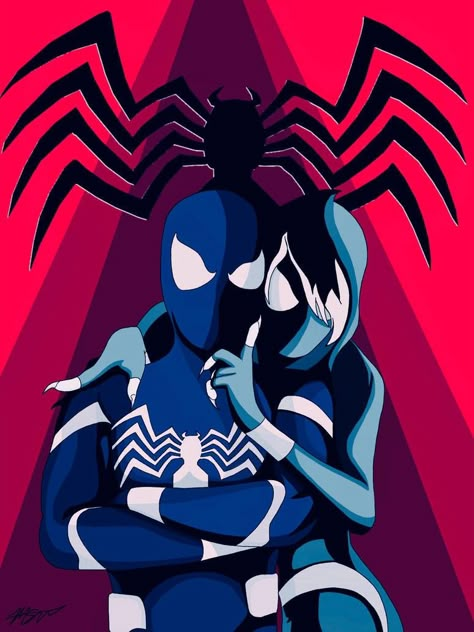 Spiderman Art Comic, Spider Gwen Venom, Yn Fanart, Spiderman And Spider Gwen, Spiderman Girl, Spiderman Tattoo, Marvel Spider Gwen, Symbiote Spiderman, Spiderman Art Sketch