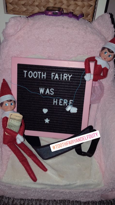 If your child has a loosen tooth... get ready... Tooth fairy and Elf same day :) Tooth Fair And Elf On The Shelf, Elf On The Shelf And Tooth Fairy, Tooth Fairy Elf On The Shelf, Elf And Tooth Fairy Ideas, Elf On The Shelf Tooth Fairy Ideas, Tooth Fairy Ideas, Fairy Ideas, Elf Ideas, Fairies Elves