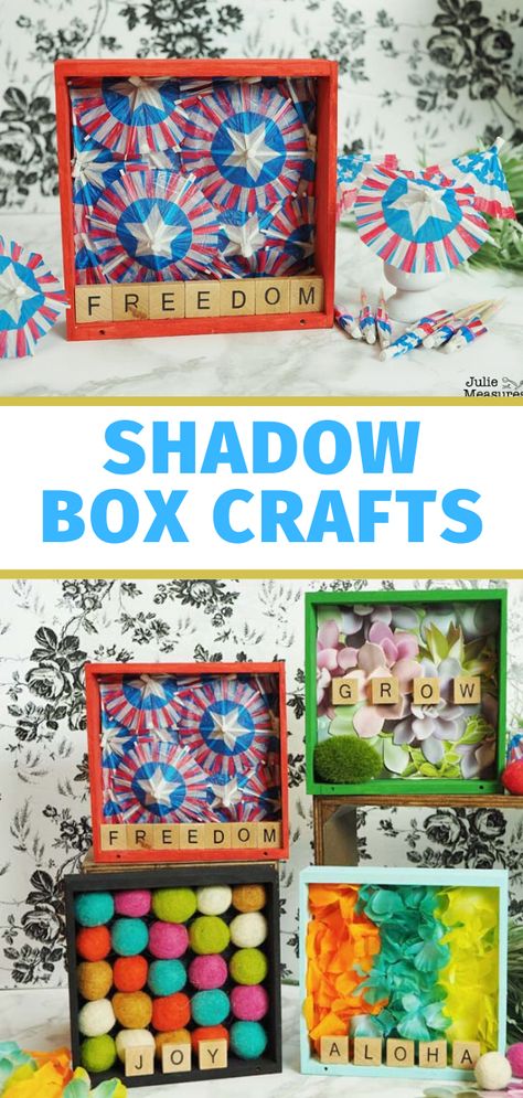 Relax and create some simple inspirational shadow box crafts. Celebrate summer with this Freedom shadow box craft. Easy Diy Shadow Box Ideas, Making Shadow Boxes, Patriotic Shadow Box Ideas, Shadow Box Crafts Diy, Shadow Box Crafts, Camp Projects, Shadow Box Ideas, Wooden Shadow Box, Diy Shadow Box