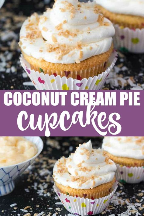 Coconut Cream Pie Pudding, Coconut Buttercream Frosting, Cream Pie Cupcakes, Coconut Cupcake, Cream Pie Filling, Pumpkin Pie Cupcakes, Coconut Buttercream, Summer Cupcakes, Summer Flavors