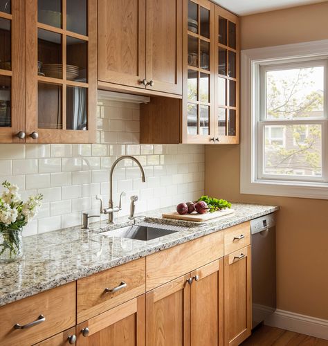 Cherry Wood Kitchens, Natural Wood Kitchen, Maple Kitchen Cabinets, Maple Kitchen, Kitchen Cabinets And Countertops, Cherry Kitchen, Oak Kitchen Cabinets, Wood Kitchen Cabinets, Kitchen Redo