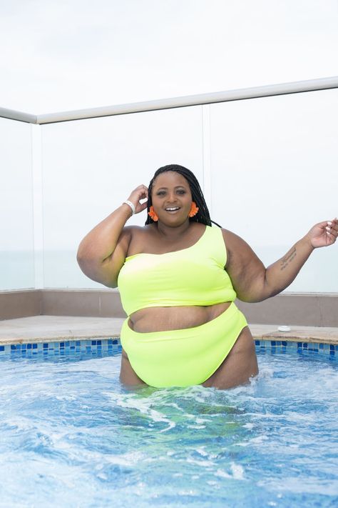 Swimsuit Big Size, Plus Size Swimwear Big Belly Summer, Plus Size Swimwear Big Belly, Plus Size Neon Swimsuit, Plus Size Swimwear Editorial, Plus Size Swim Venus, Swimsuit Styles, Big Belly, Summer Pool Party