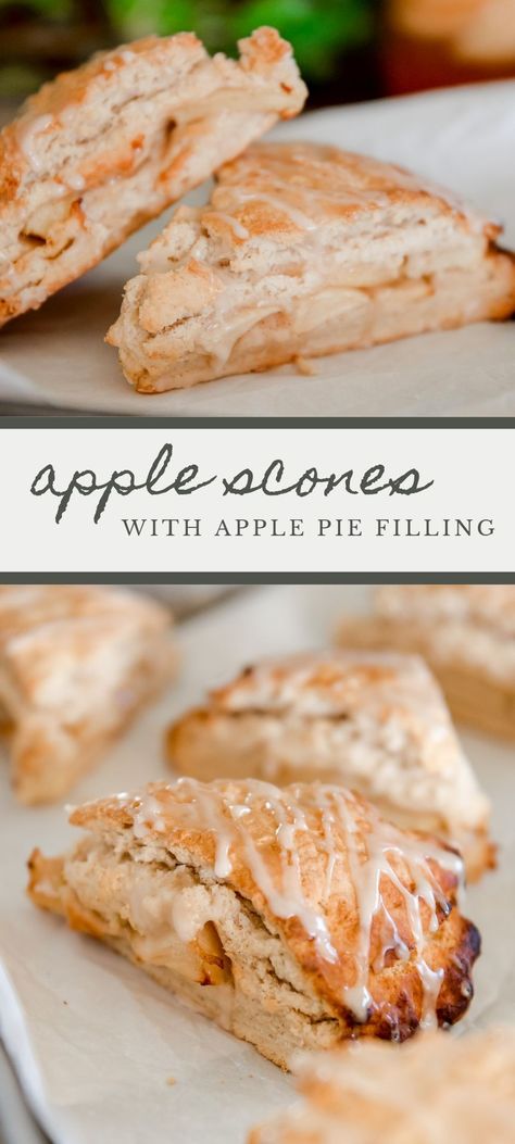 Blueberry Lemon Scones, Apple Scones, Ice Cream Pie Recipe, Cinnamon Glaze, Homemade Apple Pie Filling, Apple Puff Pastry, Apple Dessert, Apple Pie Filling, Apple Dessert Recipes