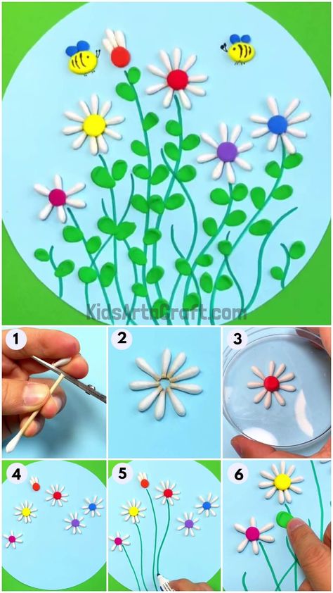 Beautiful Flower Garden Craft Idea Using Cotton Earbud Tutorial Check more at https://www.kidsartncraft.com/clay-garden-earbud-craft-tutorial/ Earbuds Craft Ideas, Earbud Craft, Flower Garden Craft, Clay Garden, Beautiful Flower Garden, Clay Crafts For Kids, Cotton Buds, Beautiful Flowers Garden, Craft Tutorial