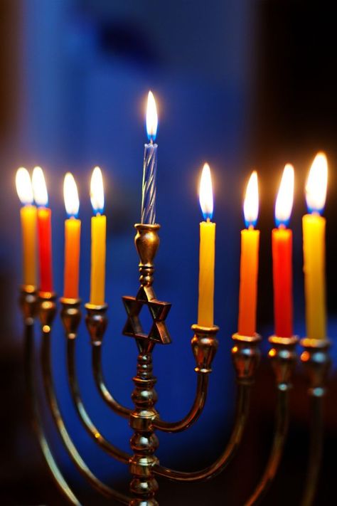 Hanukkah Candles, Free Stock Photos Image, Menorah, Star Of David, Still Image, Blue Background, Blue Backgrounds, Taper Candle, Hanukkah