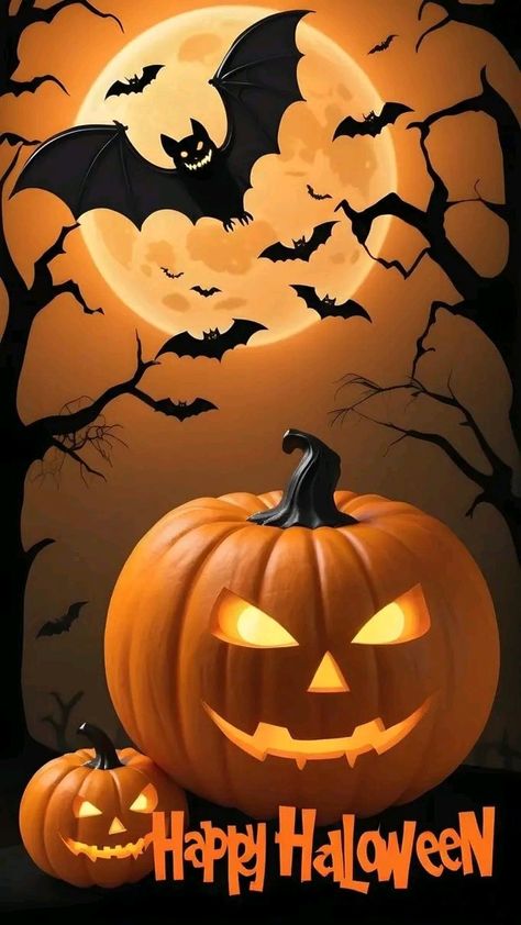 Spooky Halloween Pictures, Pumpkin And Ghost, Imprimibles Halloween, Happy Halloween Pictures, Halloween Wallpaper Iphone Backgrounds, Image Halloween, Halloween Wallpaper Backgrounds, Halloween Kunst, Halloween Wallpaper Cute