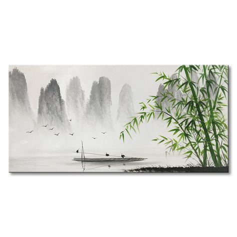 Traditional Chinese Painting Black and White Landscape Canvas Wall Art Bamboo Artwork >>> Click on the image for additional details.-It is an affiliate link to Amazon. #wallart Bamboo Artwork, Blossom Painting, Painting Black And White, Chinese Landscape Painting, Bamboo Art, White Landscape, Artwork Ideas, Black And White Landscape, Chinese Landscape