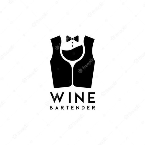 Bartender Logo Design Ideas, Bar Logo Design Ideas, Bartender Logo, Vine Logo, Suit Bow Tie, Bar Events, Dinner Restaurant, Wine Packaging Design, Logo Desing